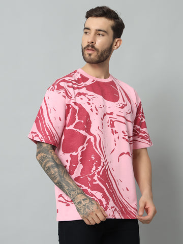 Oversize Marble Print PINK T-Shirt