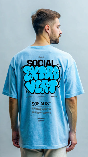 SOCIAL EXTRA VERT Digital Print Oversized T-Shirt