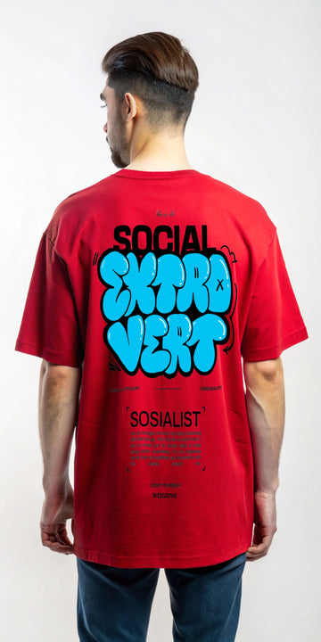 SOCIAL EXTRA VERT Digital Print Oversized T-Shirt